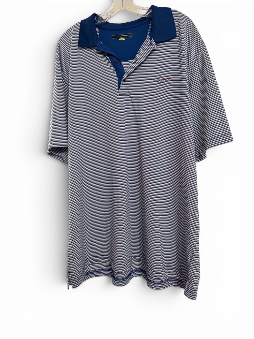 Greg Norman Play Dry Golf Polo Shirt Blue White Striped Men’s XXL Shark